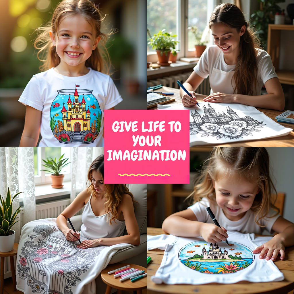 Blanket Coloring Kit with 10 Fabric Markers - Underwater Castle