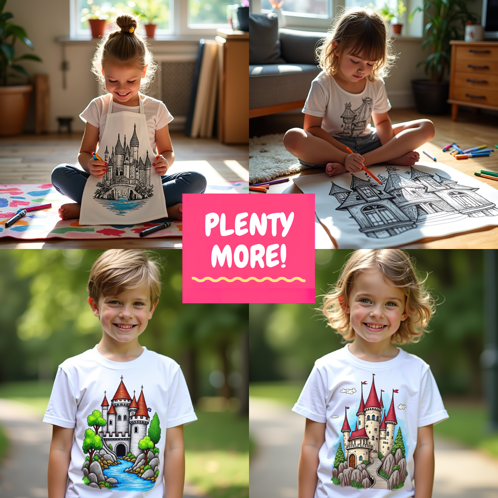 Kid's T-shirt Coloring Kit with 10 Fabric Markers - Underwater Castle