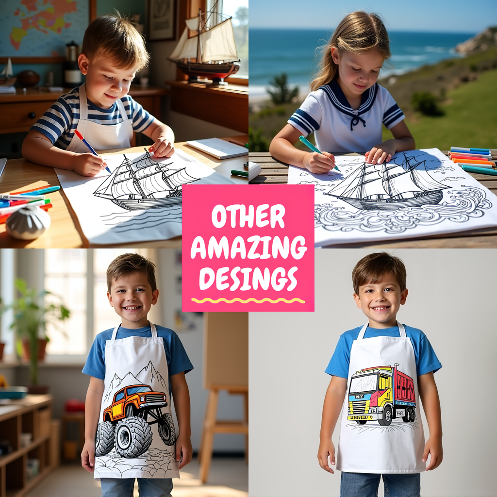 Kid's T-shirt Coloring Kit with 10 Fabric Markers - Sailing Ship