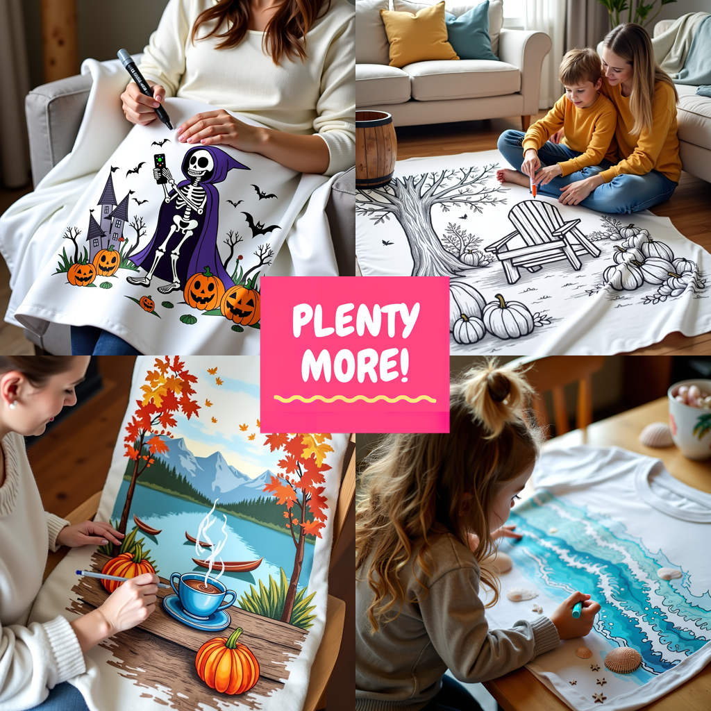 Blanket Coloring Kit with 10 Fabric Markers - Mountain Landscape