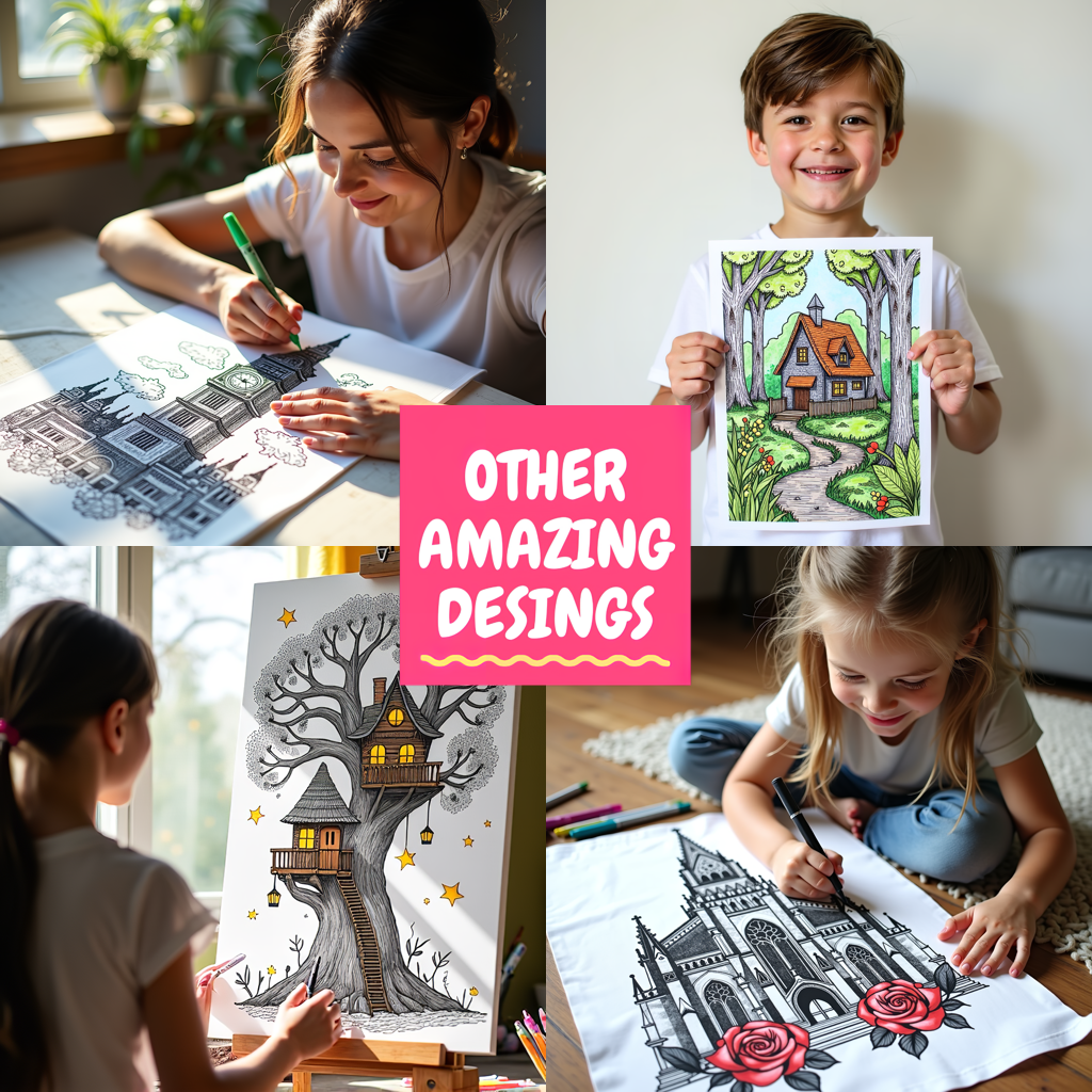 A free coloring page featuring a detailed black and white drawing of a gothic castle with turrets, set in a forest with a reflection in a serene lake, perfect for kids and adults alike. Includes a range of castle-themed synonyms like fortress, mansion, keep, and stronghold.