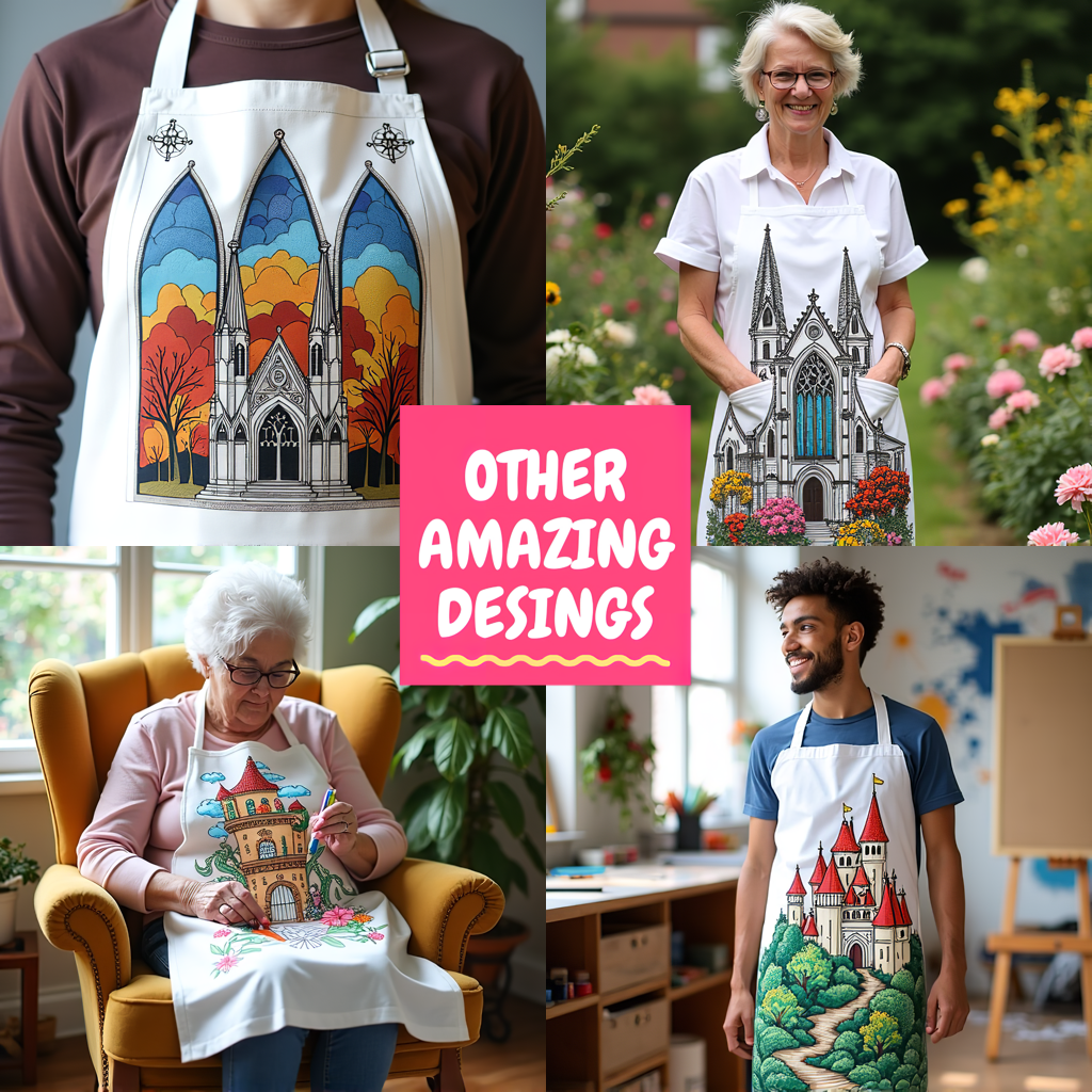 Apron Coloring Kit with 10 Fabric Markers - Castle