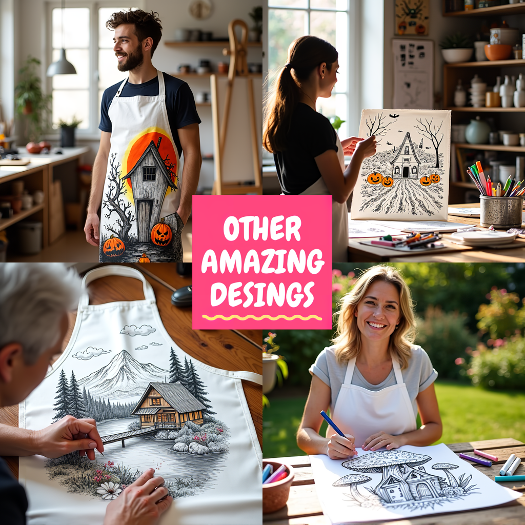Apron Coloring Kit with 10 Fabric Markers - Spooky House