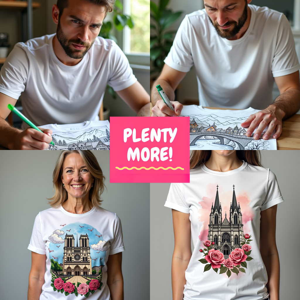 Unisex T-shirt Coloring Kit with 10 Fabric Markers - Tree House Castle