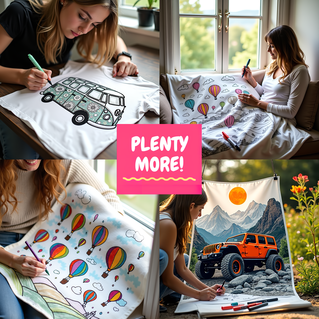 Blanket Coloring Kit with 10 Fabric Markers - Classic Van