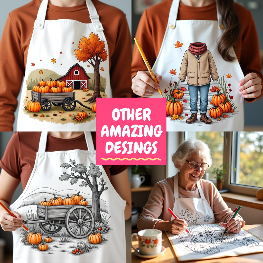 Apron Coloring Kit with 10 Fabric Markers - Autumn