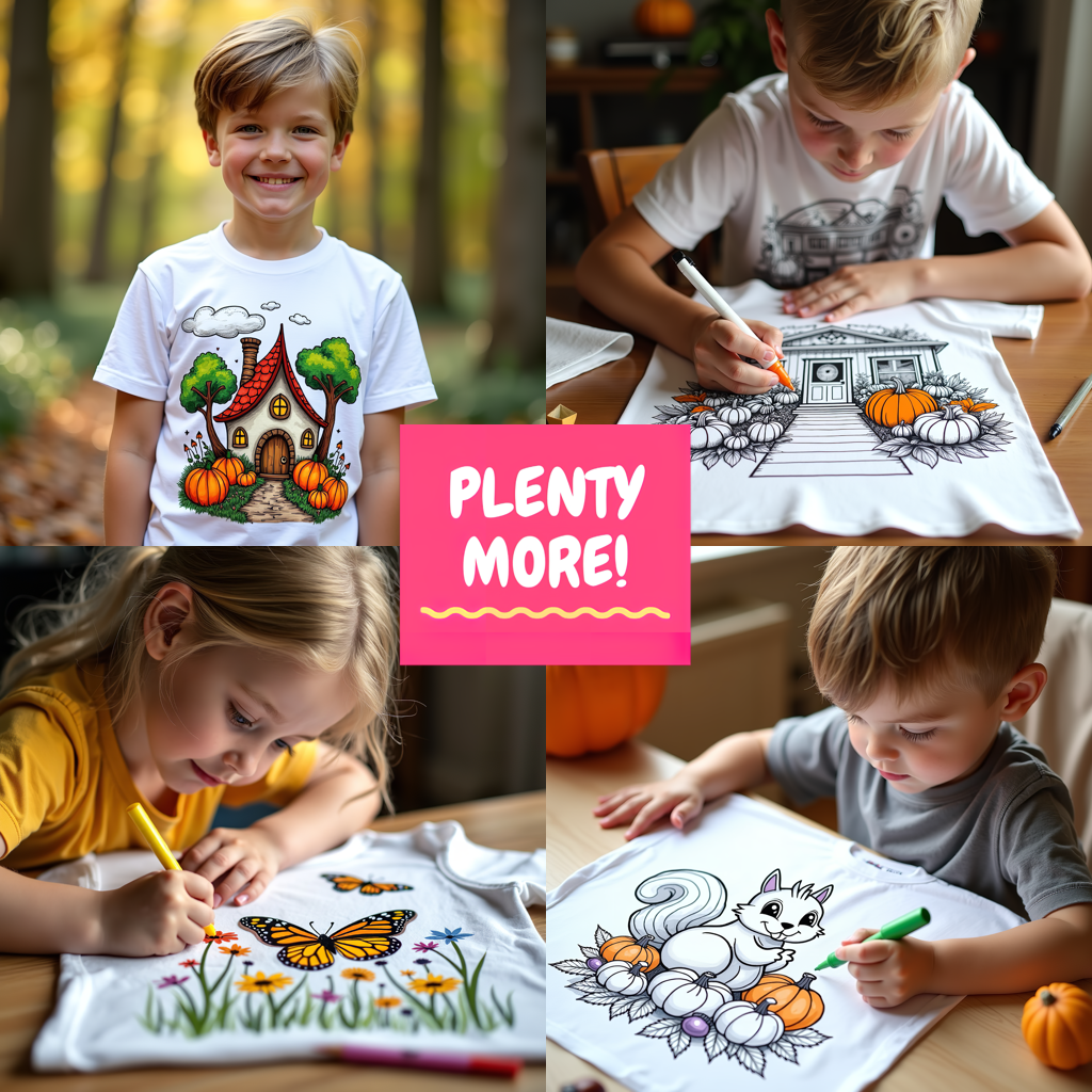 Kid's T-shirt Coloring Kit with 10 Fabric Markers - Pumpkin Patch