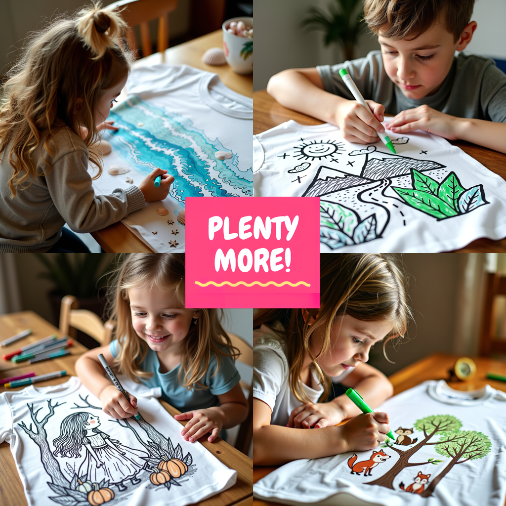 Kid's T-shirt Coloring Kit with 10 Fabric Markers - Forest Scene