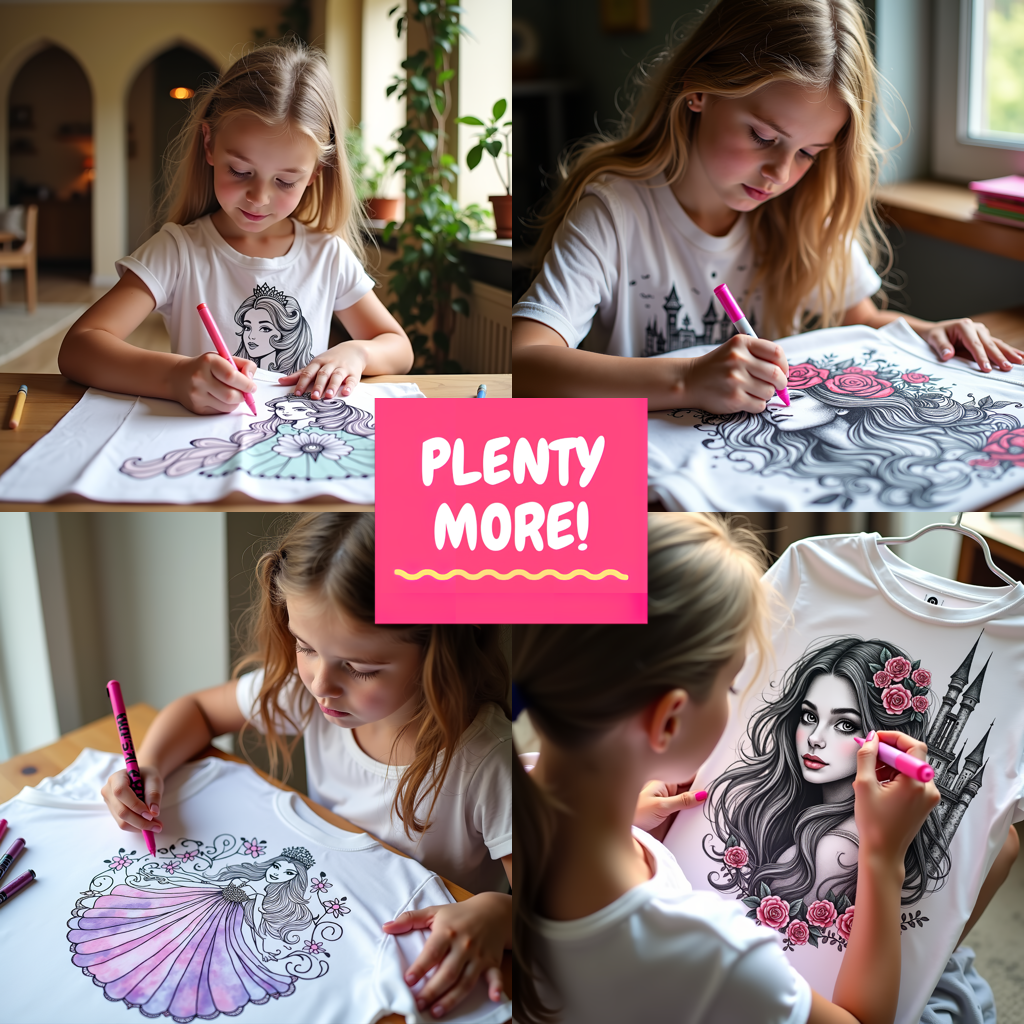 Women's T-shirt Coloring Kit with 10 Fabric Markers - Forest Princess