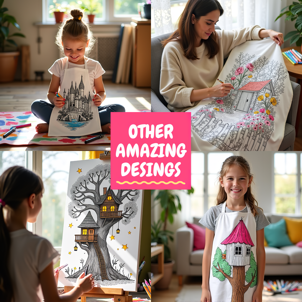 Apron Coloring Kit with 10 Fabric Markers - Aquatic Castle