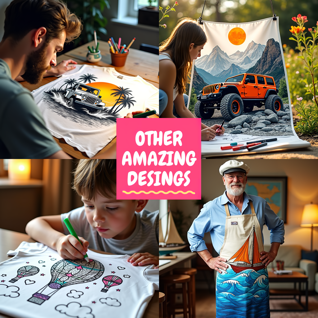 Apron Coloring Kit with 10 Fabric Markers - Urban Street with Double-Decker Bus
