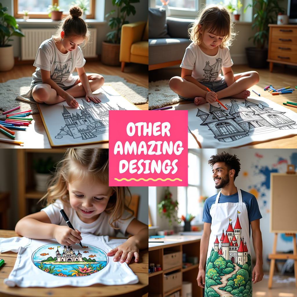 Apron Coloring Kit with 10 Fabric Markers - Castle