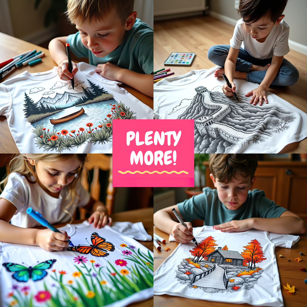 Kid's T-shirt Coloring Kit with 10 Fabric Markers - Mountain Retreat