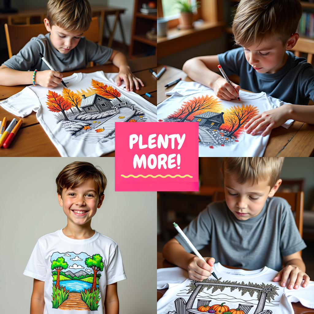 Unisex T-shirt Coloring Kit with 10 Fabric Markers - Mountain Retreat