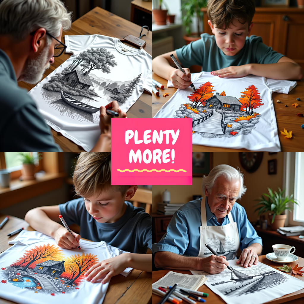 Unisex T-shirt Coloring Kit with 10 Fabric Markers - Mountain Lake