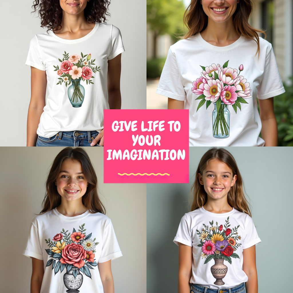 Women's T-shirt Coloring Kit with 10 Fabric Markers - Floral Arrangement