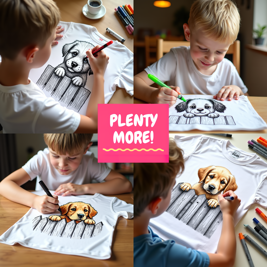 Kid's T-shirt Coloring Kit with 10 Fabric Markers - Puppy