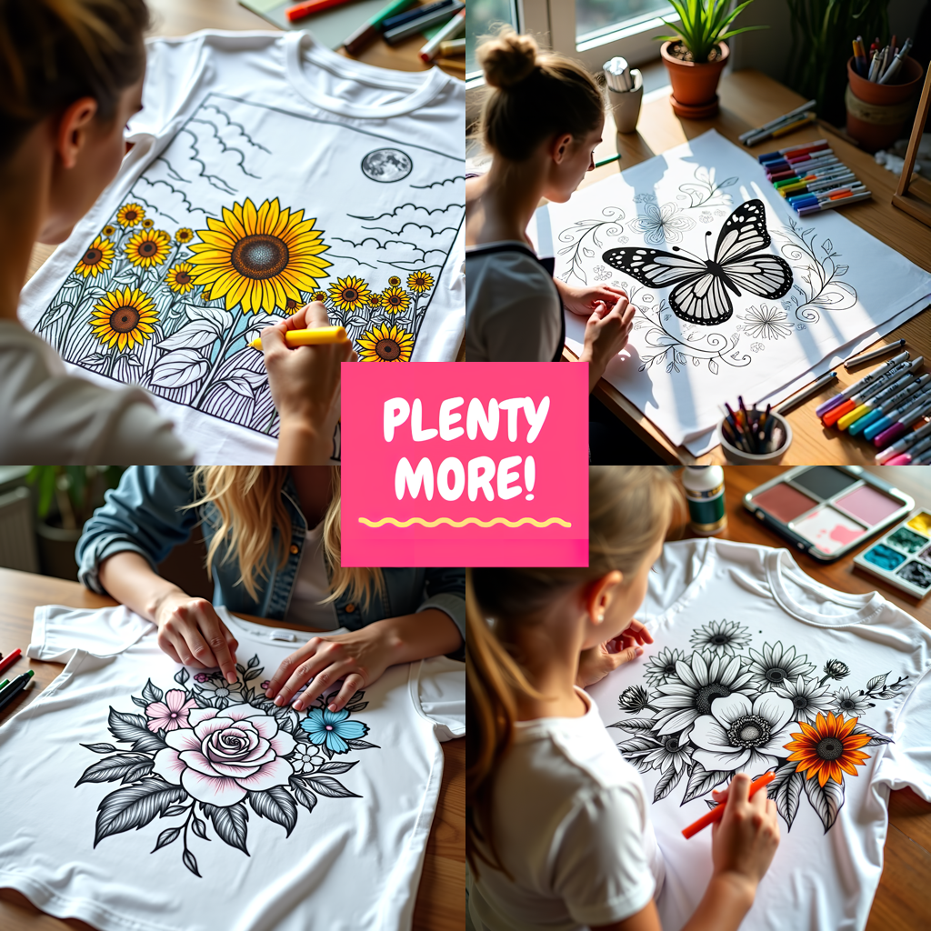 Unisex T-shirt Coloring Kit with 10 Fabric Markers - Stained Glass