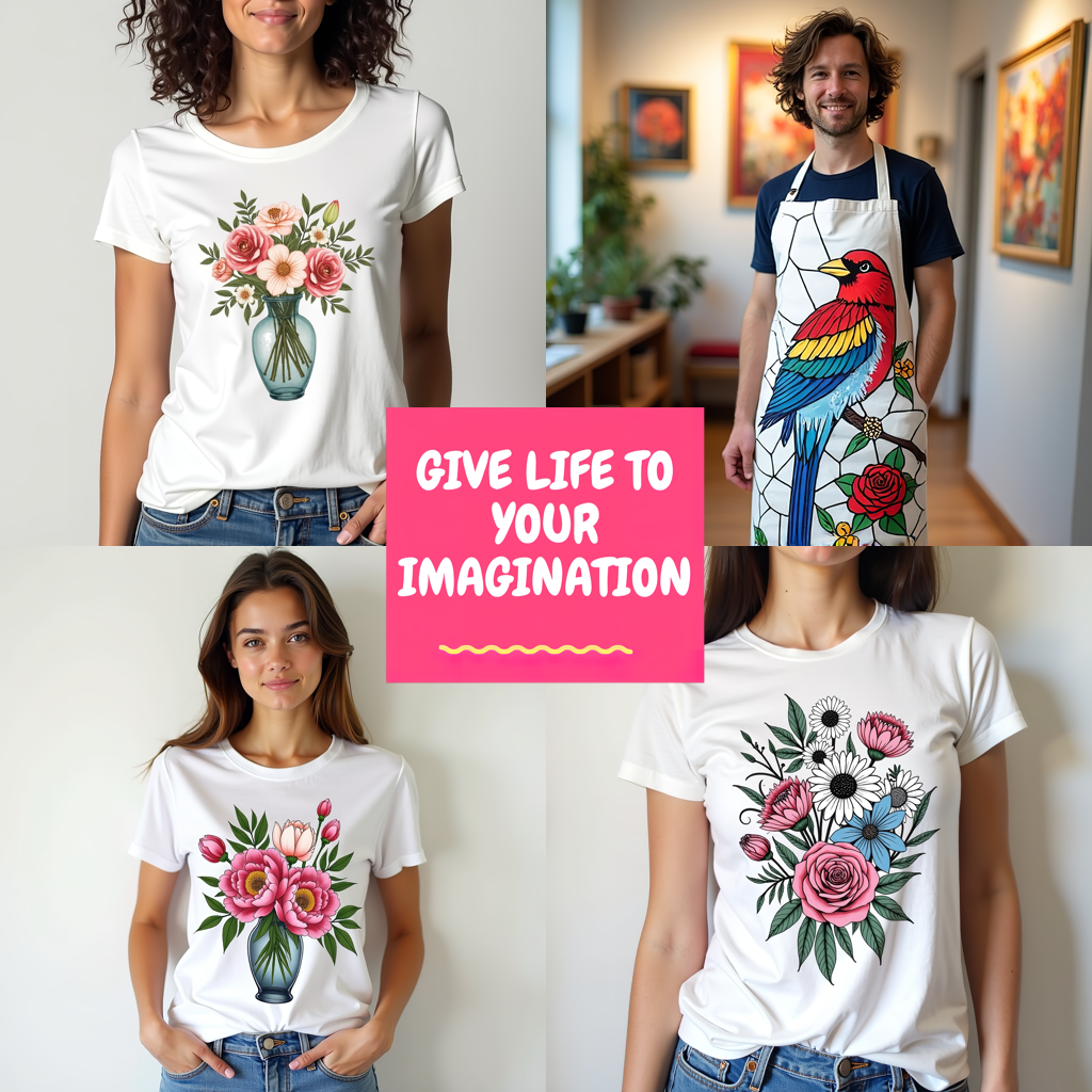Unisex T-shirt Coloring Kit with 10 Fabric Markers - Stained Glass