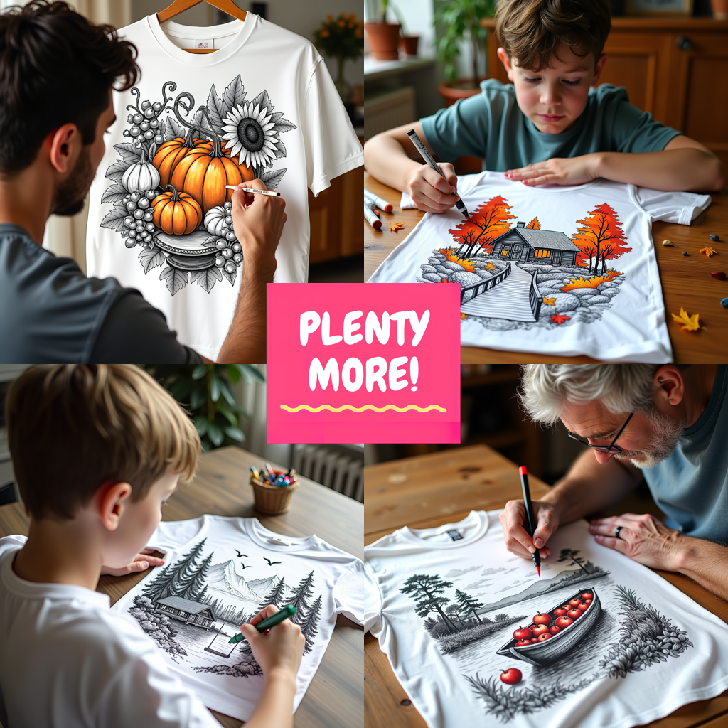 Unisex T-shirt Coloring Kit with 10 Fabric Markers - Tree