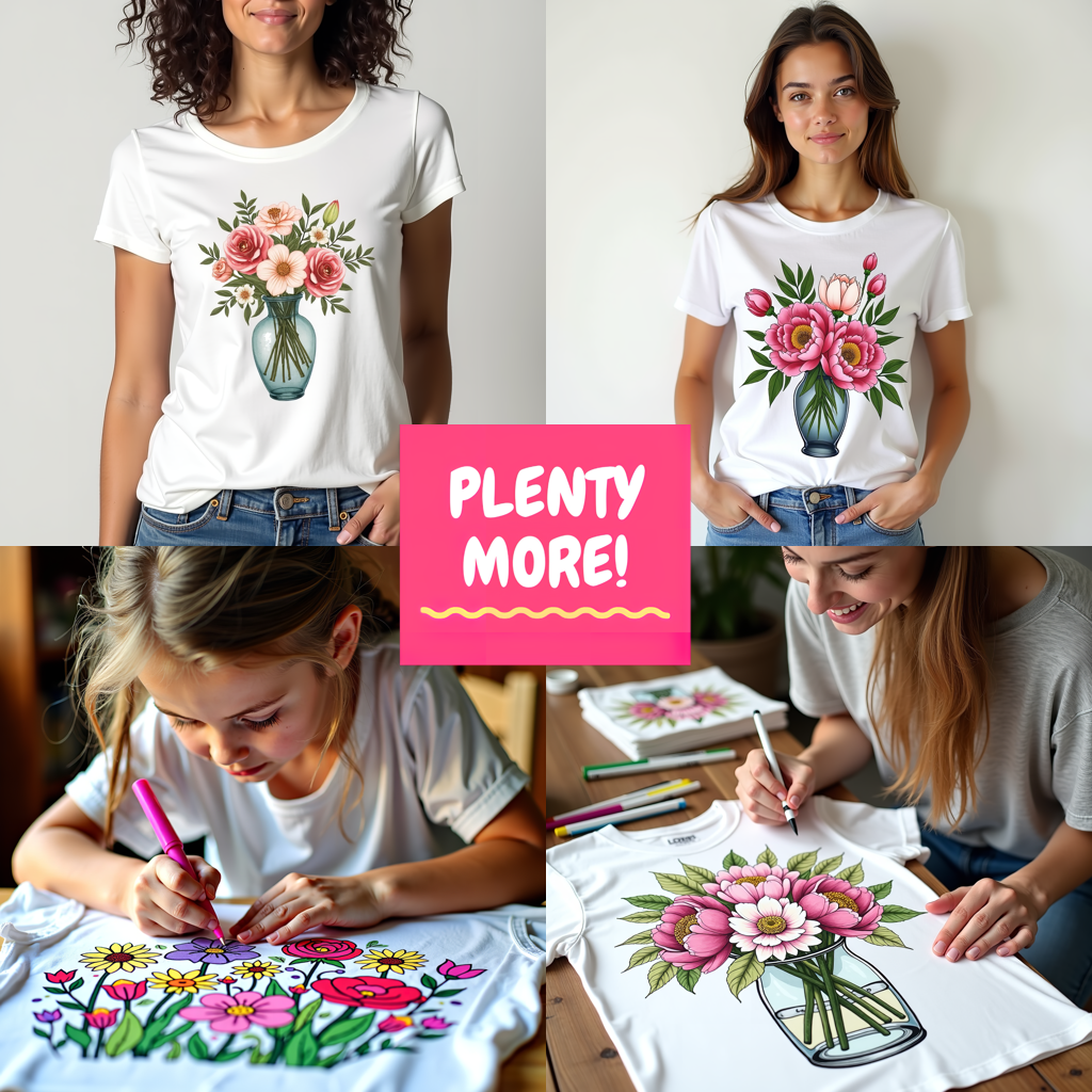 Unisex T-shirt Coloring Kit with 10 Fabric Markers - Stained Glass Bird