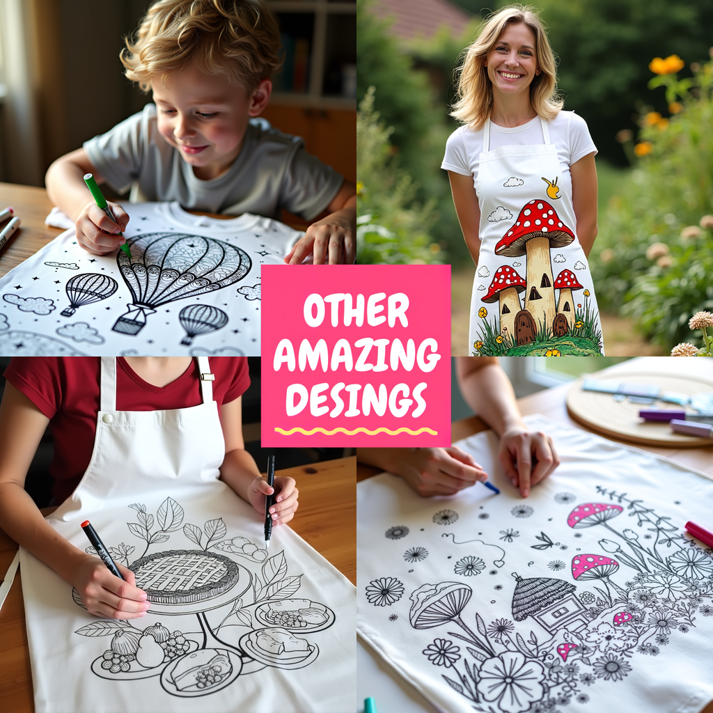 Apron Coloring Kit with 10 Fabric Markers - Hot Air Balloons