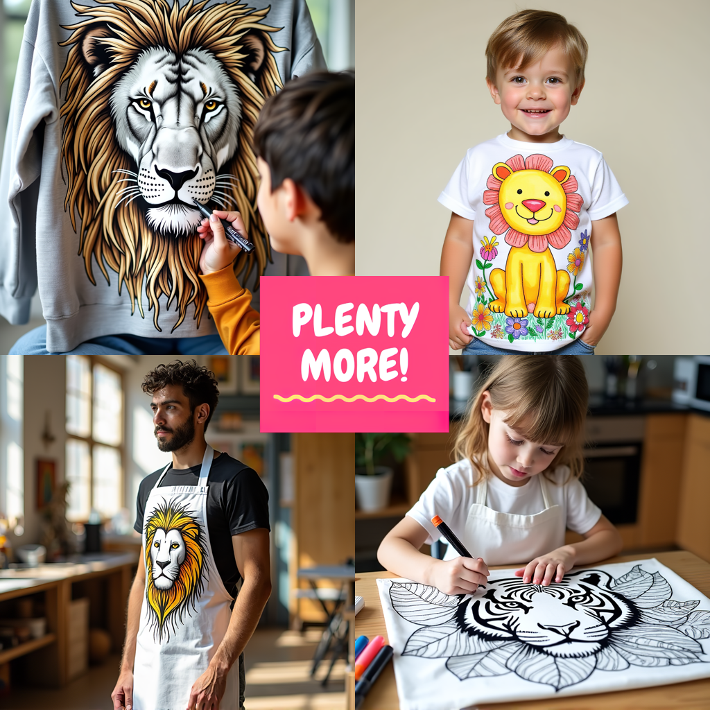 Blanket Coloring Kit with 10 Fabric Markers - Lion Family