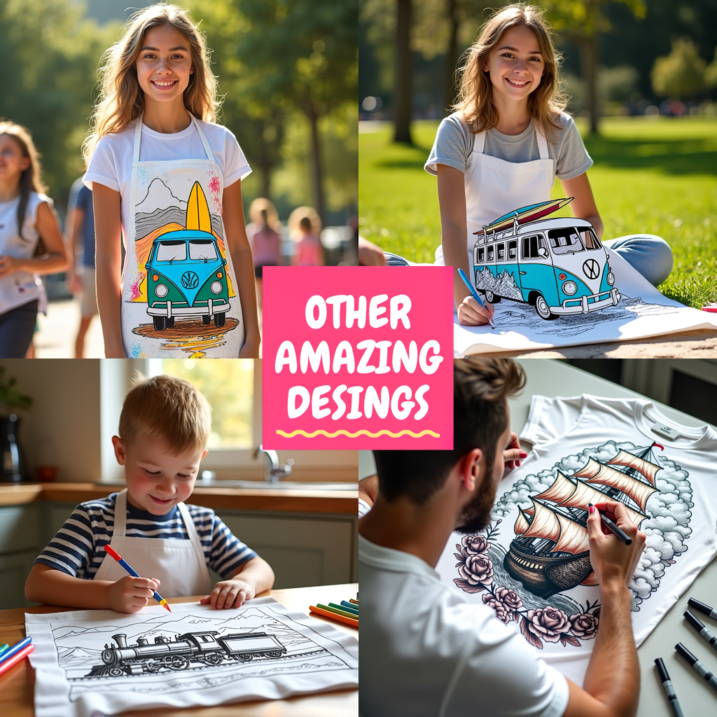 Apron Coloring Kit with 10 Fabric Markers - Van