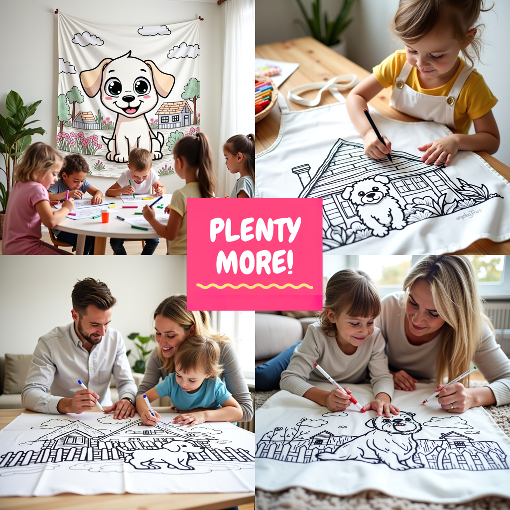 Blanket Coloring Kit with 10 Fabric Markers - Cute Elephant