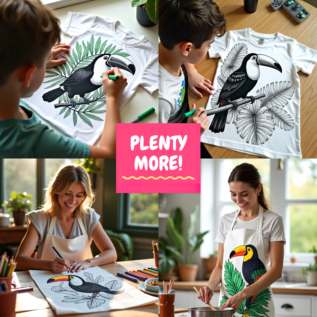 Kid's T-shirt Coloring Kit with 10 Fabric Markers - Toucan