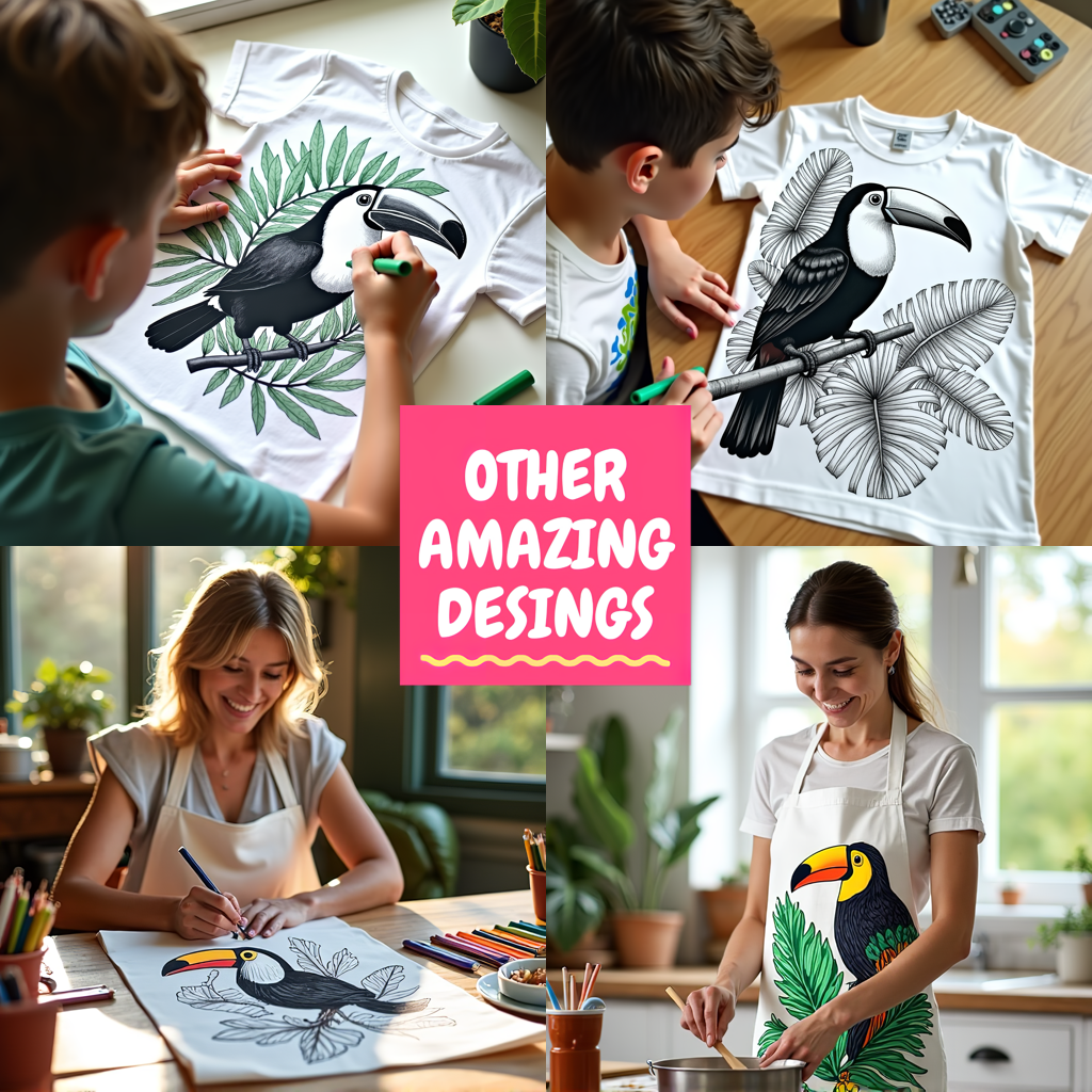 Unisex T-shirt Coloring Kit with 10 Fabric Markers - Toucan