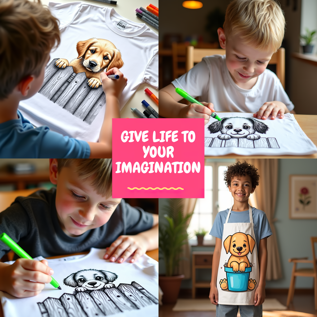 Kid's T-shirt Coloring Kit with 10 Fabric Markers - Puppy