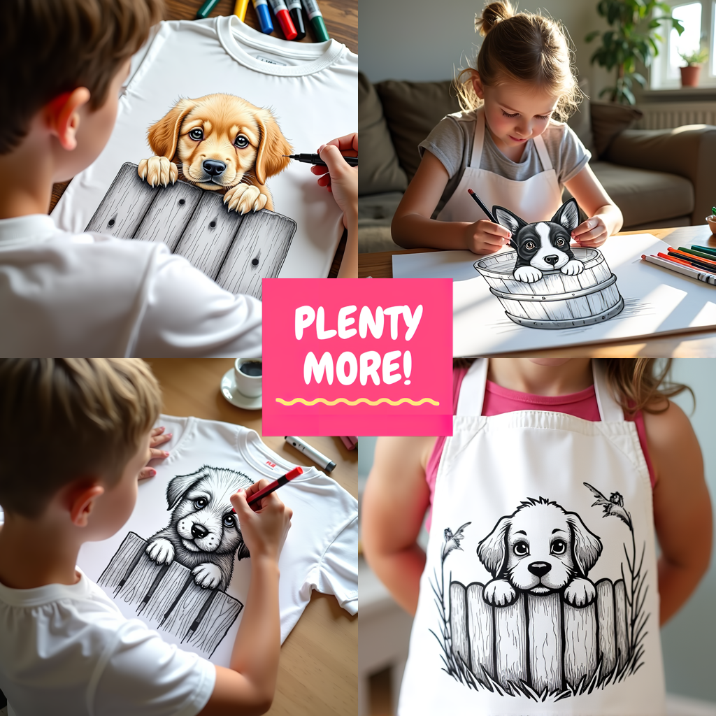 Women's T-shirt Coloring Kit with 10 Fabric Markers - Puppy