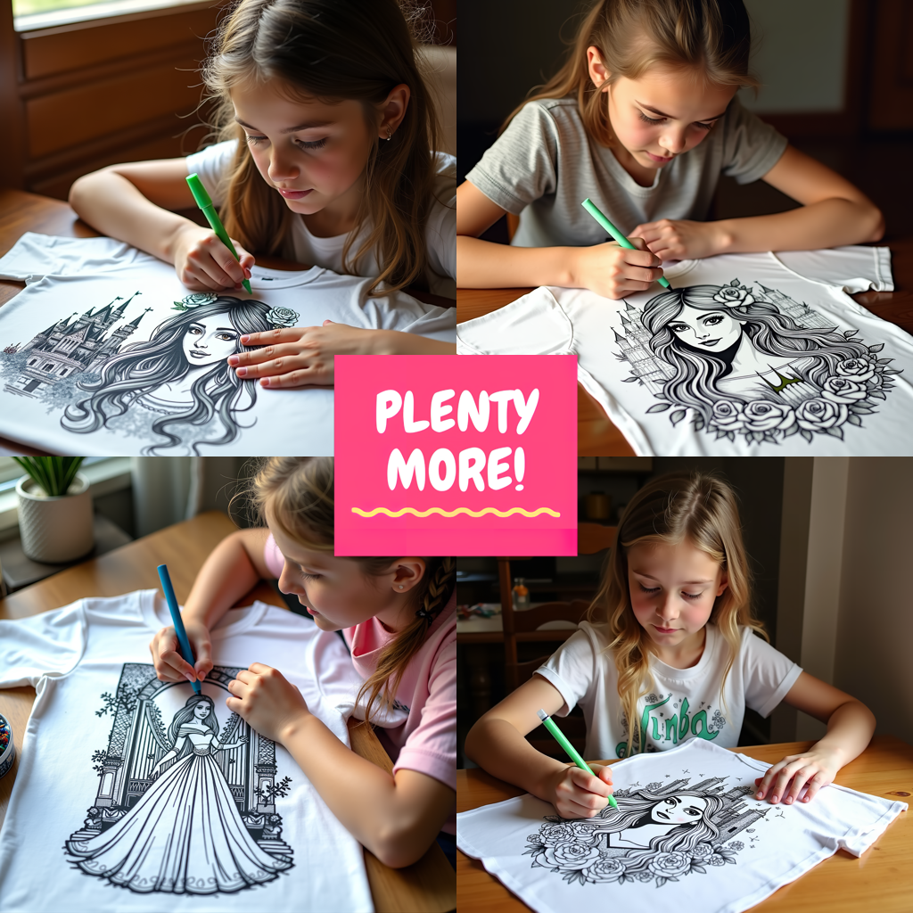 Adult Sweatshirt Coloring Kit with 10 Fabric Markers - Castle Princess