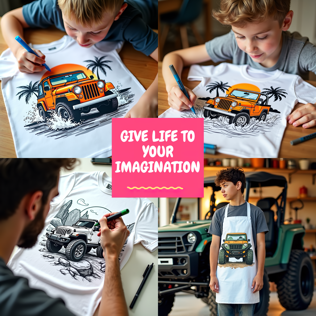 Kid's T-shirt Coloring Kit with 10 Fabric Markers - Jeep