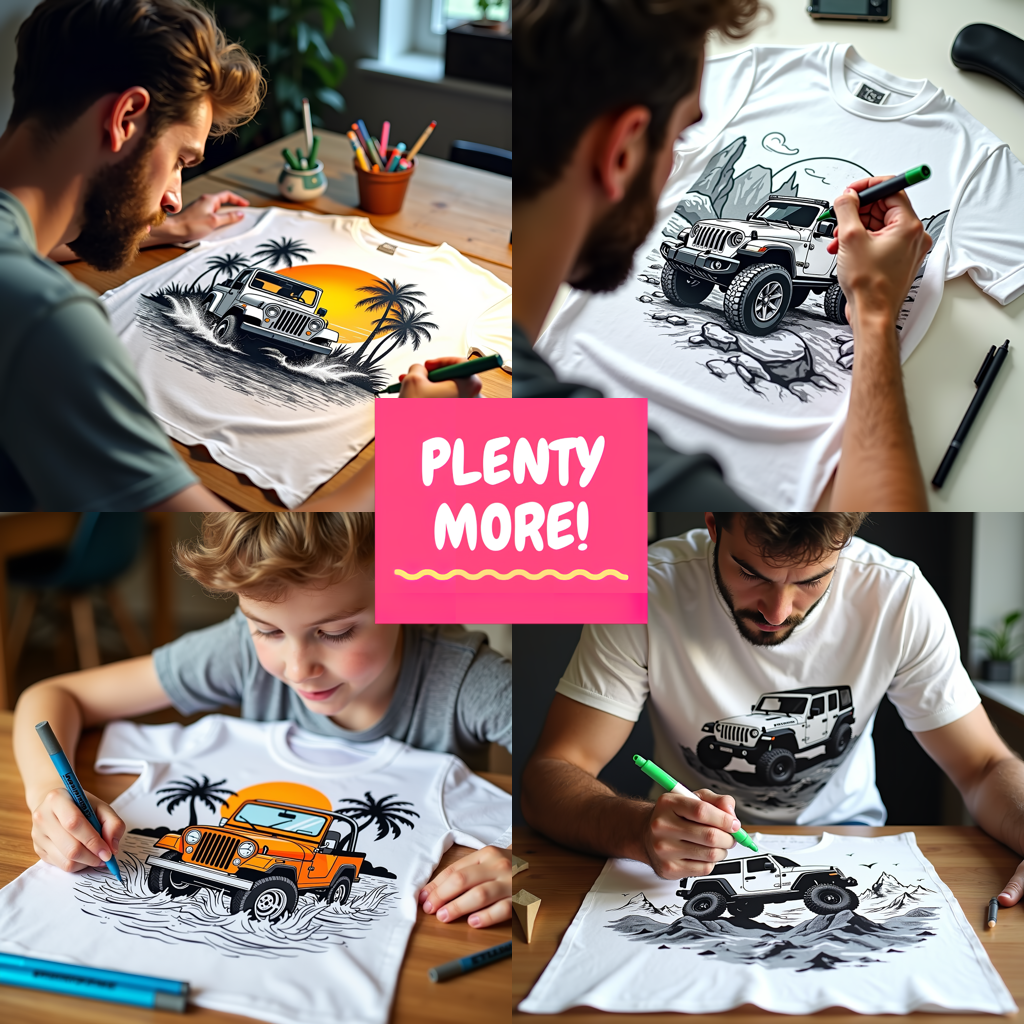 Unisex T-shirt Coloring Kit with 10 Fabric Markers - Jeep