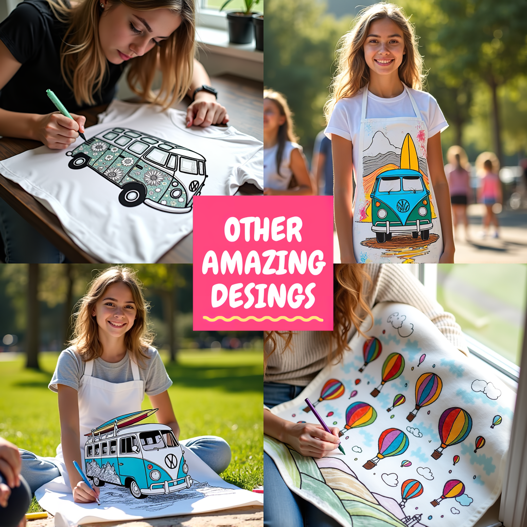 Adult Sweatshirt Coloring Kit with 10 Fabric Markers - Van