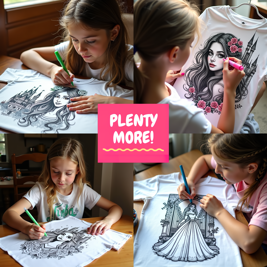 Apron Coloring Kit with 10 Fabric Markers - Princess with Castle