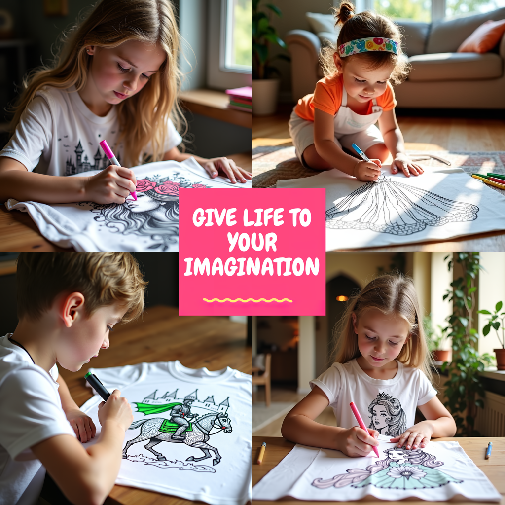 Apron Coloring Kit with 10 Fabric Markers - Elegant Princess