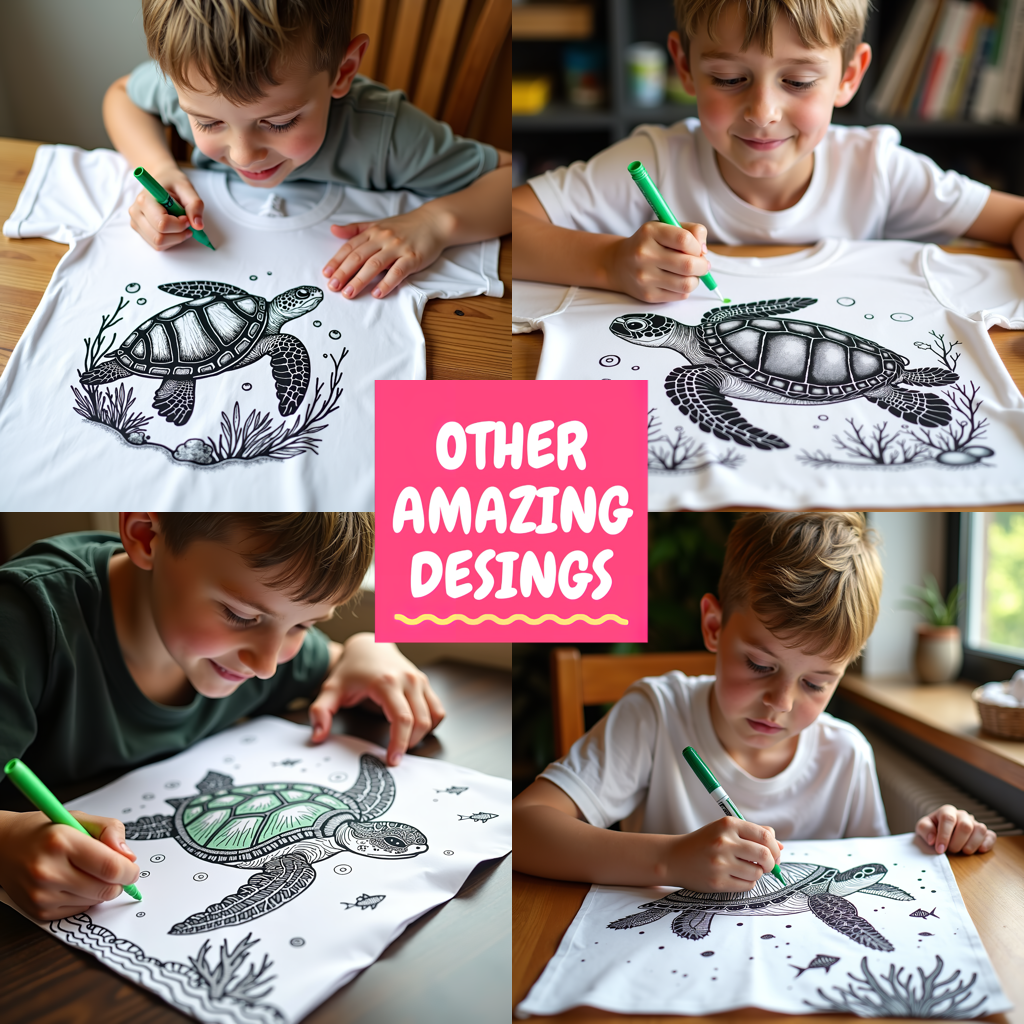 Indoor Wall Tapestries Coloring Kit with 10 Fabric Markers - Sea Turtle