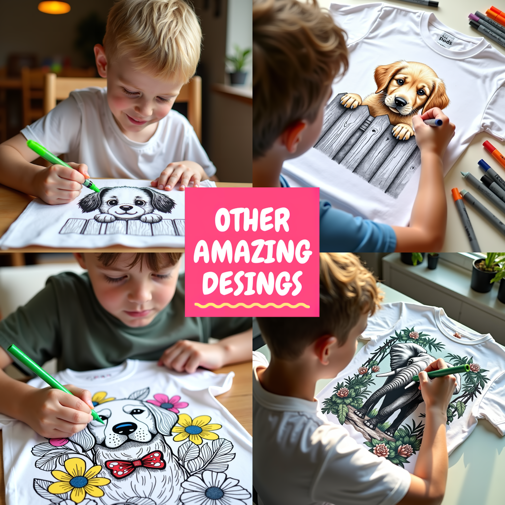 Kid's T-shirt Coloring Kit with 10 Fabric Markers - Puppy