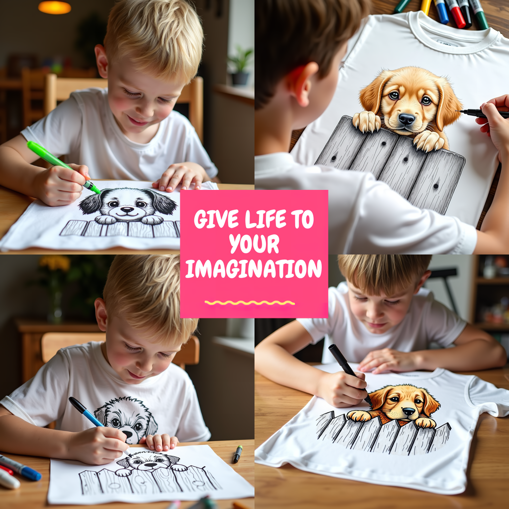 Unisex T-shirt Coloring Kit with 10 Fabric Markers - Puppy