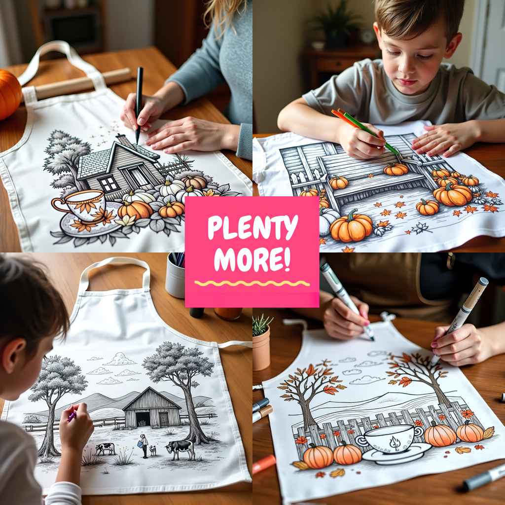 Apron Coloring Kit with 10 Fabric Markers - Pumpkin Garden