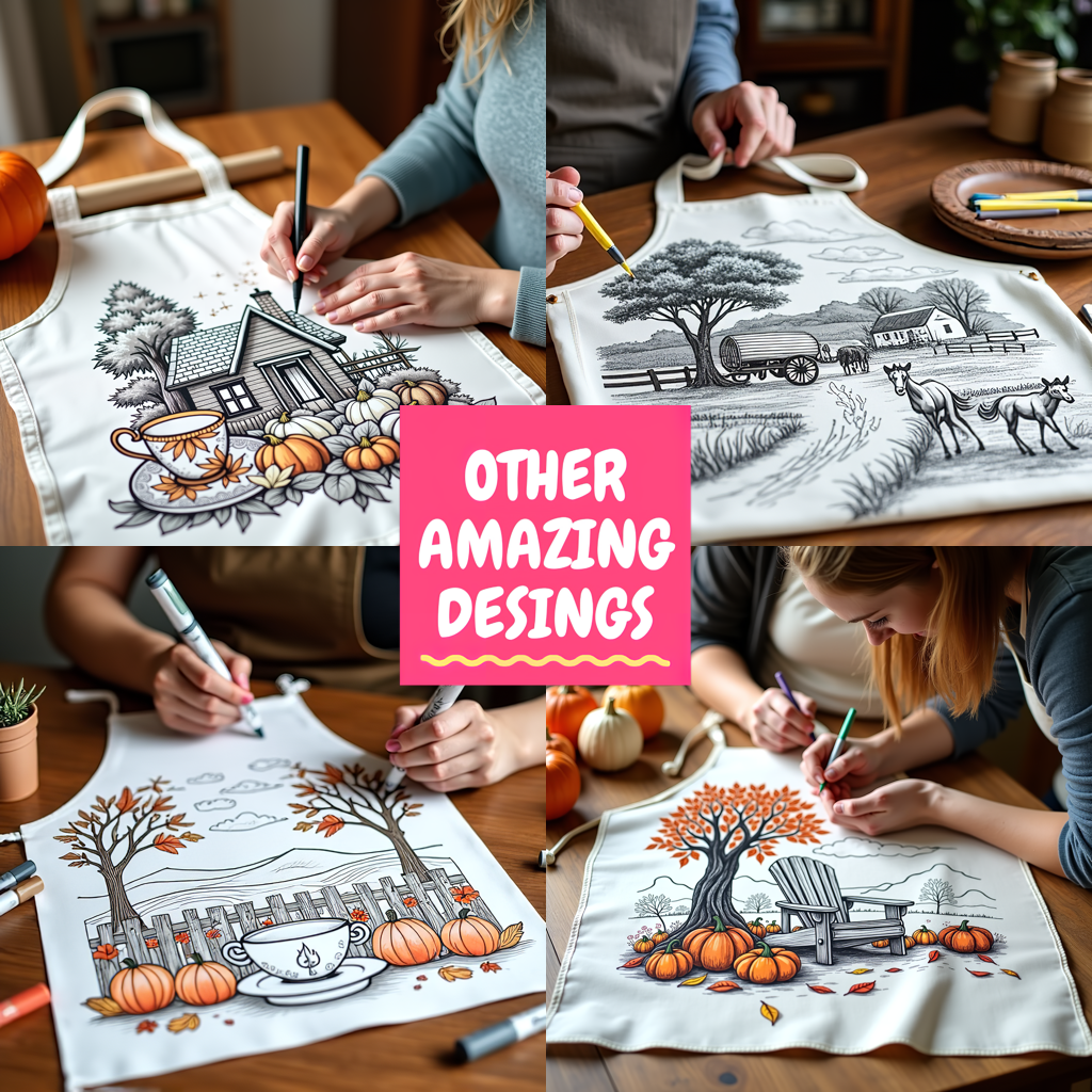Apron Coloring Kit with 10 Fabric Markers - Autumn Setting