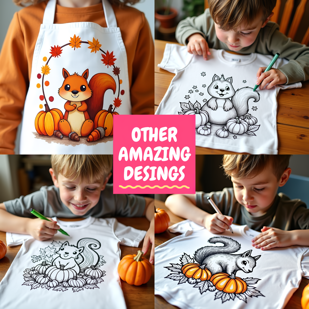 Apron Coloring Kit with 10 Fabric Markers - Squirrel