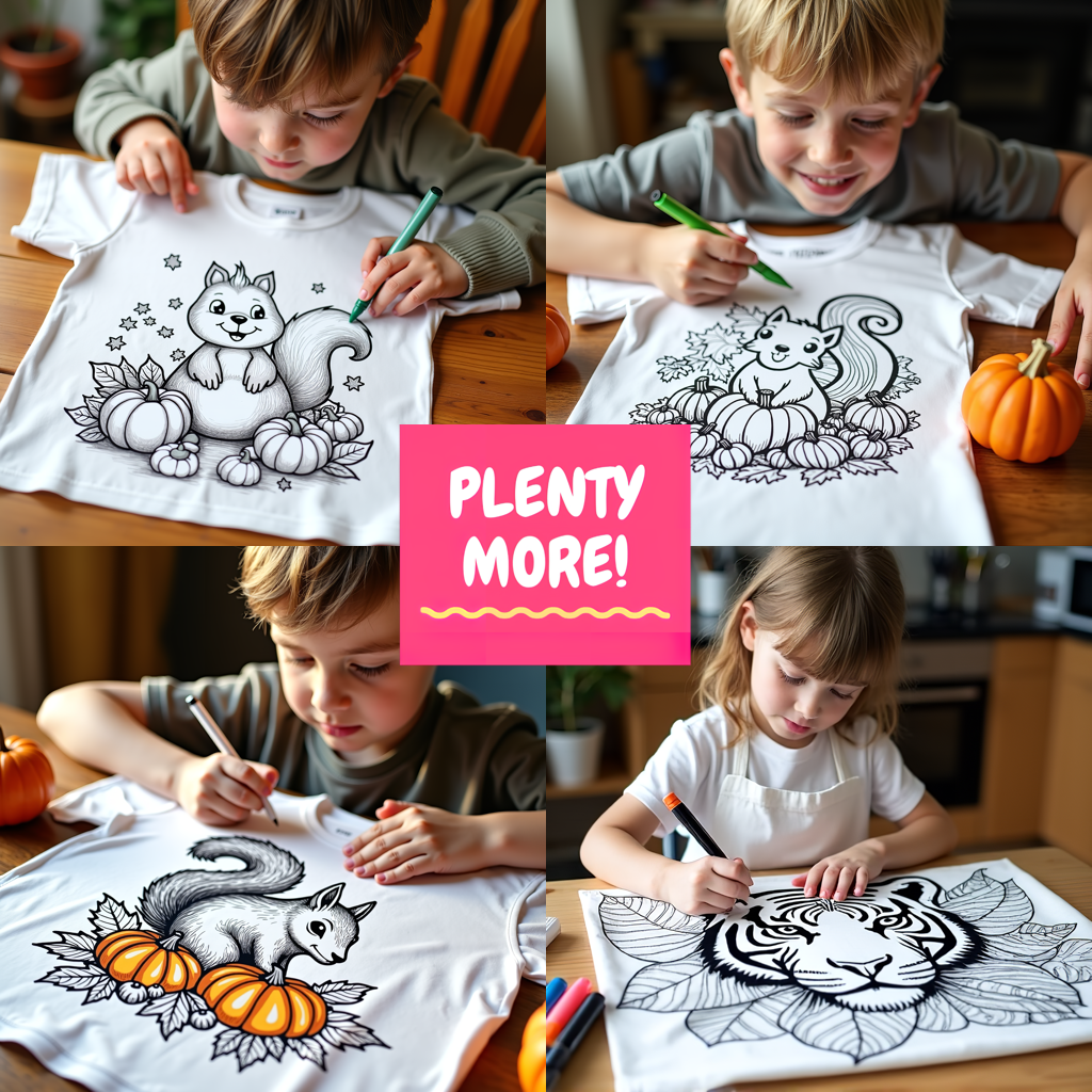 Kid's T-shirt Coloring Kit with 10 Fabric Markers - Squirrel