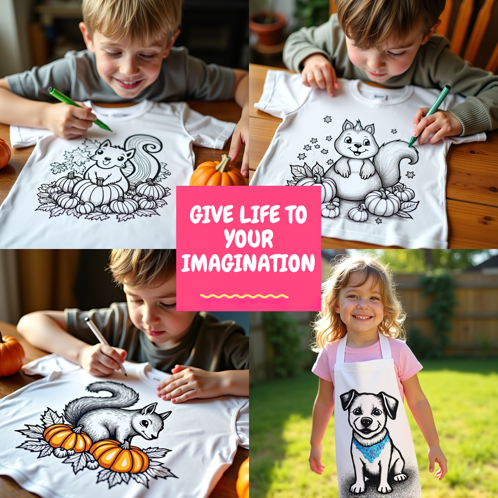 Unisex T-shirt Coloring Kit with 10 Fabric Markers - Squirrel