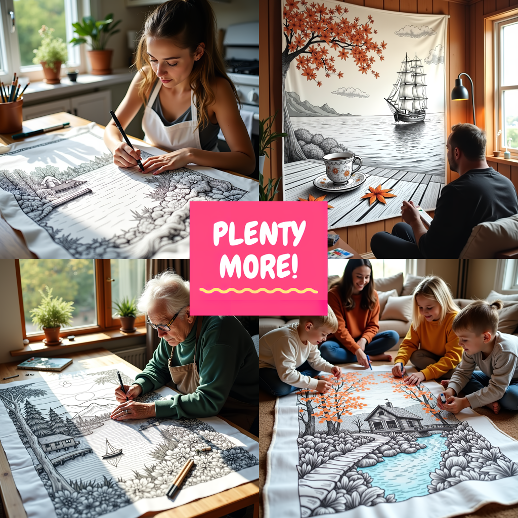 Indoor Wall Tapestries Coloring Kit with 10 Fabric Markers - Lakeside