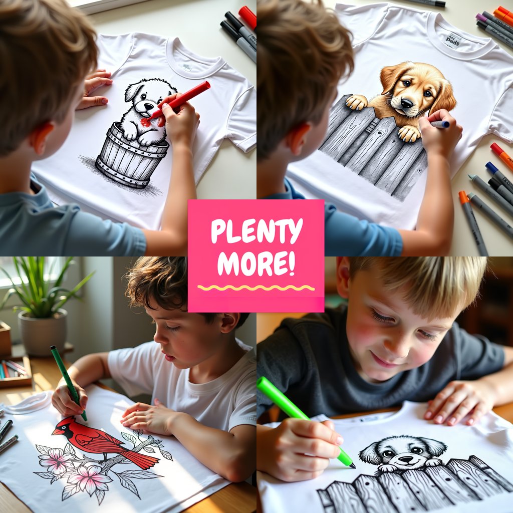 Kid's T-shirt Coloring Kit with 10 Fabric Markers - Puppy