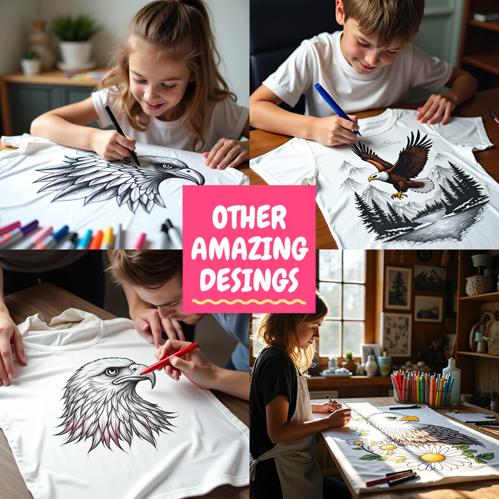 Kid's T-shirt Coloring Kit with 10 Fabric Markers - Eagle